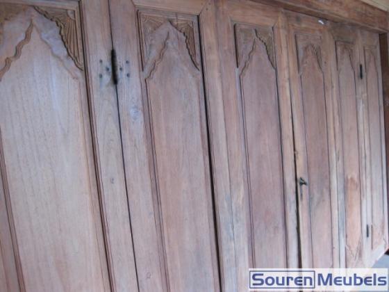 Oud antiek teakhouten deuren en kozijn, prachtig houtsnijwerk (10)